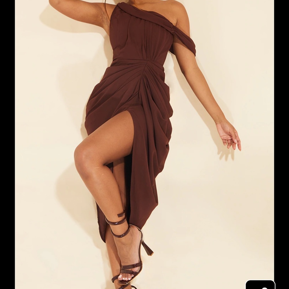 Brown chiffon dress
